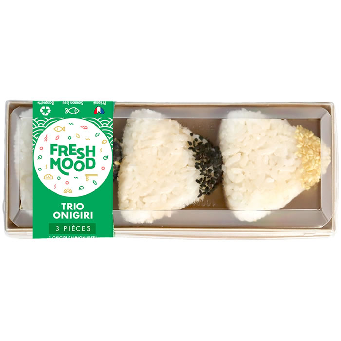 FRESHMOOD – Onigiri au saumon teriyaki, saumon yuzu et thon épicé 3 pièces