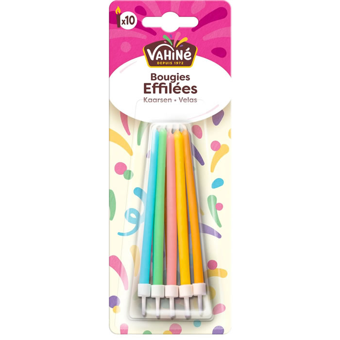 VAHINE – Bougies d’anniversaire effilées 10 pièces
