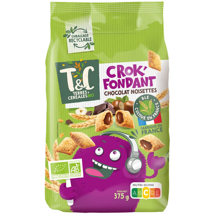 TERRES ET CEREALES – Céréales fourrés au chocolat noisette bio 375 g