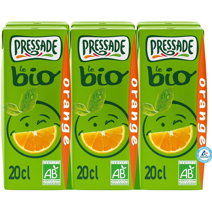 PRESSADE – Briquettes nectar d’orange sans pulpe bio 6x20cl