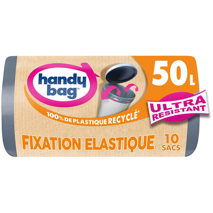 HANDY BAG Ultra Résistant Sacs poubelle à fixations élastiques 50L
