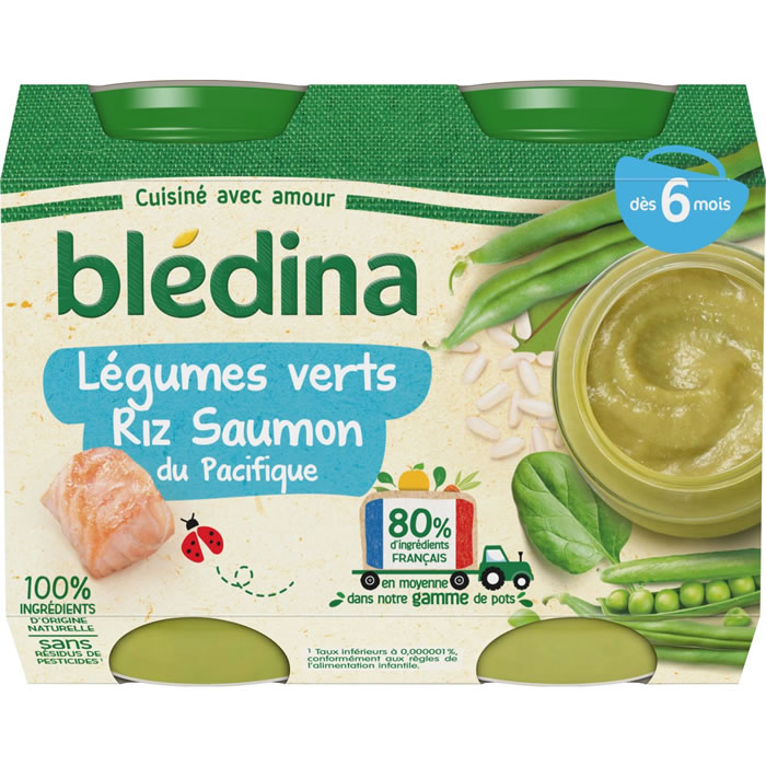 BLEDINA – Légumes verts, riz et saumon dès 6 mois 400 g