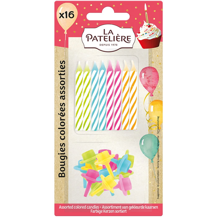 LA PATELIERE – Bougies d’anniversaire multi-color 16 bougies