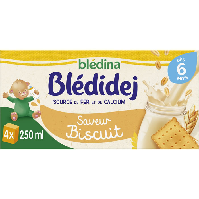 BLEDINA – Blédidej Céréales lactées saveur miel dès 6 mois 4 x 250 ml