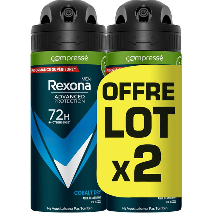 REXONA Men Cobalt Dry – Déodorant spray anti-transpirant 72h 2 x 100 ml