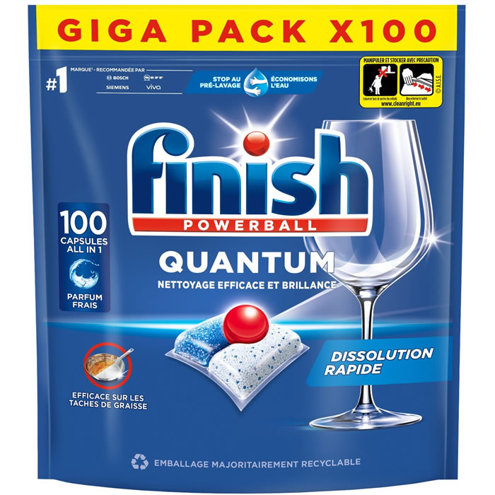 FINISH Powerball Quantum Tablettes lave-vaisselle tout en 1 100 tablettes