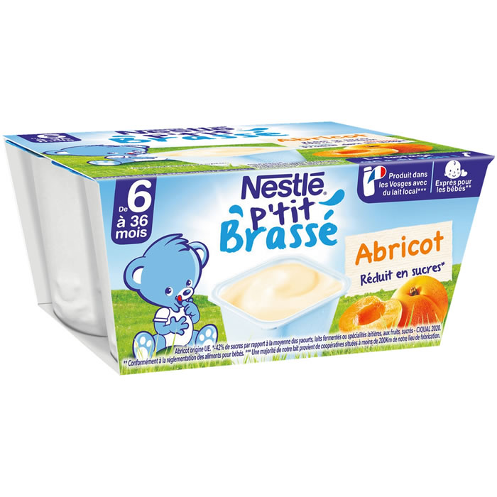 NESTLE P’tit Brassé – Dessert à l’abricot 4 x 100 g