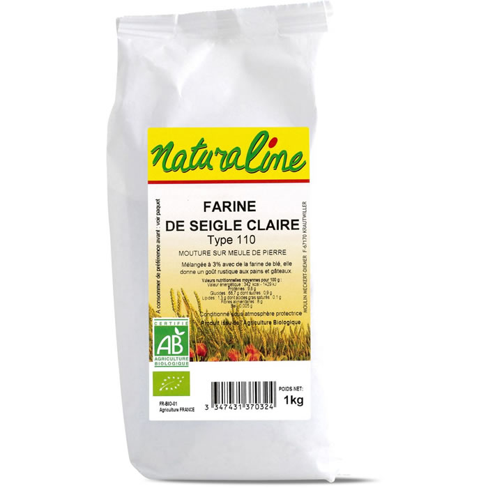 NATURALINE – Farine de seigle claire T 110 bio 1 kg