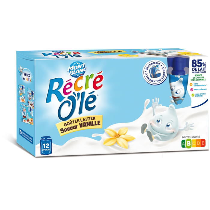MONT BLANC Récré O’lé – Goûters laitiers à la vanille 12 x 85 g