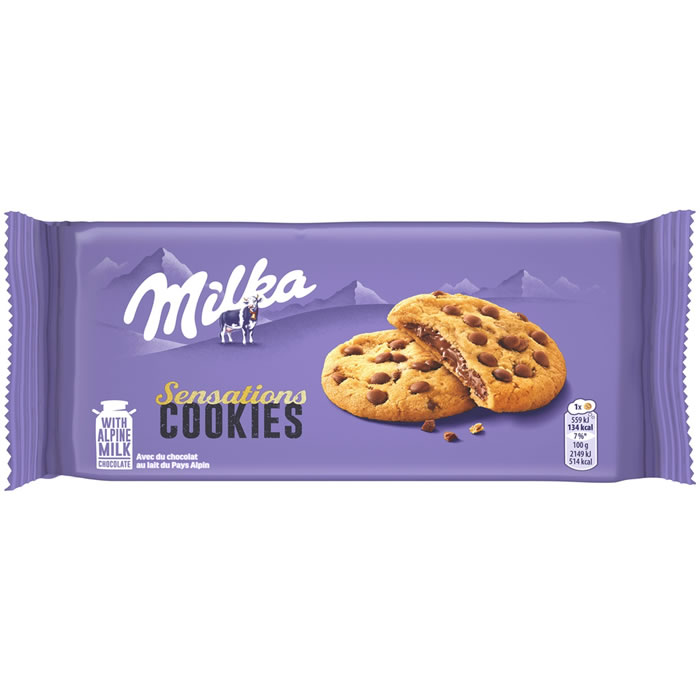 MILKA – Cookies aux pépites de chocolat au lait fourrés 208g