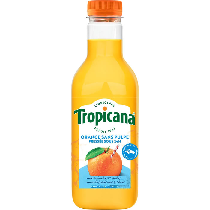 TROPICANA – Pur jus d’orange sans pulpe 90 cl