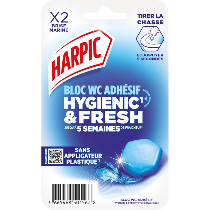 HARPIC Hygienic & Fresh Bloc WC adhésif brise marine x2