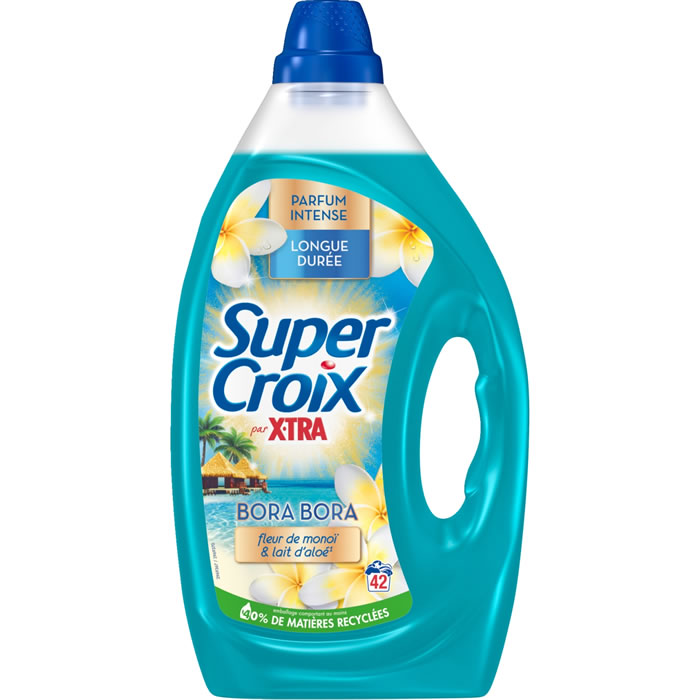SUPER CROIX X-tra Lessive liquide fleur de monoï et lait d’aloe Petit Format 28 lavages
