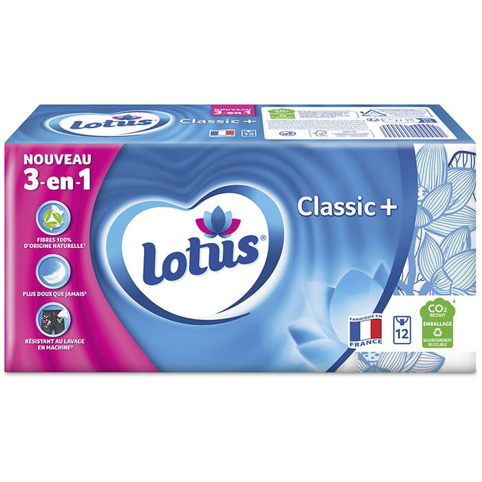 LOTUS Classic+ Mouchoirs étuis Moyen Format x12