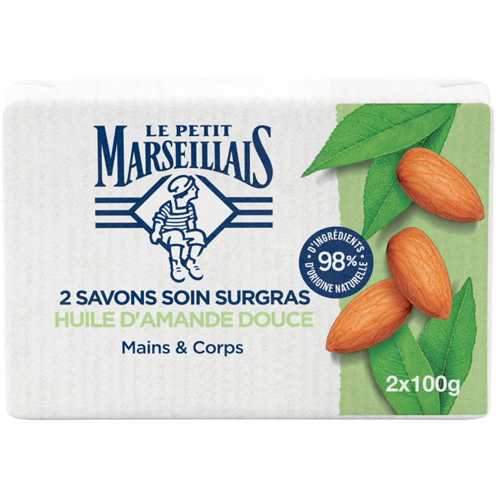 LE PETIT MARSEILLAIS – Savon solide à l’huile d’amande douce mains et corps 2 savons