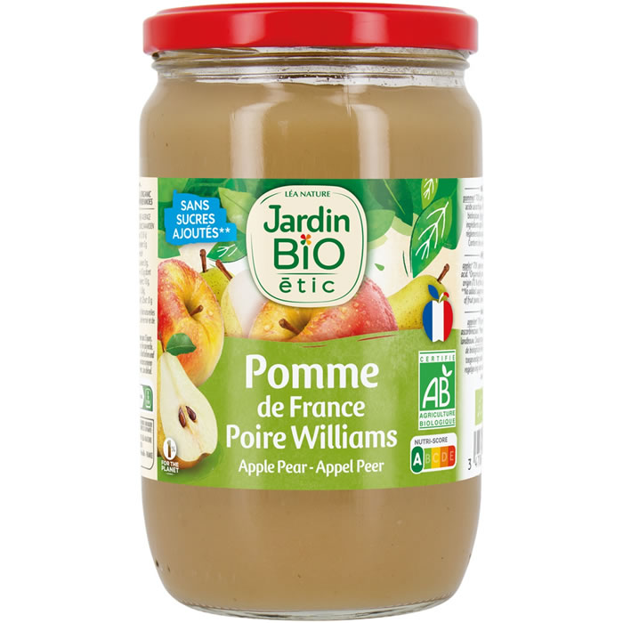 JARDIN BIO Étic – Dessert pomme et poire williams sans sucres ajoutés bio 680 g