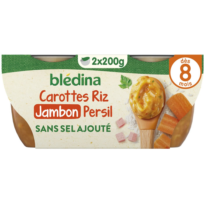 BLEDINA – Mouliné de carottes, riz et jambon 400 g