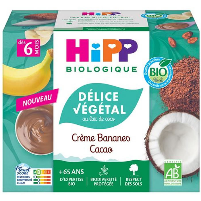 HIPP Délice Végétal – Banane et cacao 4 x 100 g