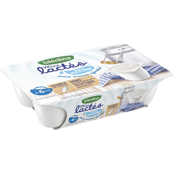 BLEDINA Les Mini Lactés – Dessert lacté nature 6 x 55 g