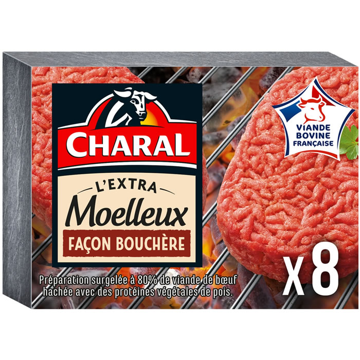 CHARAL – 8 Hachés de boeuf façon bouchère L’Extra Moelleux 8x110g