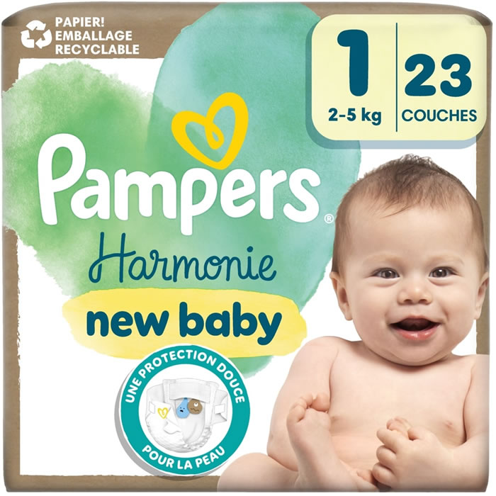 PAMPERS Harmonie New Baby – Couches taille 1 (2-5 kg) 23 couches