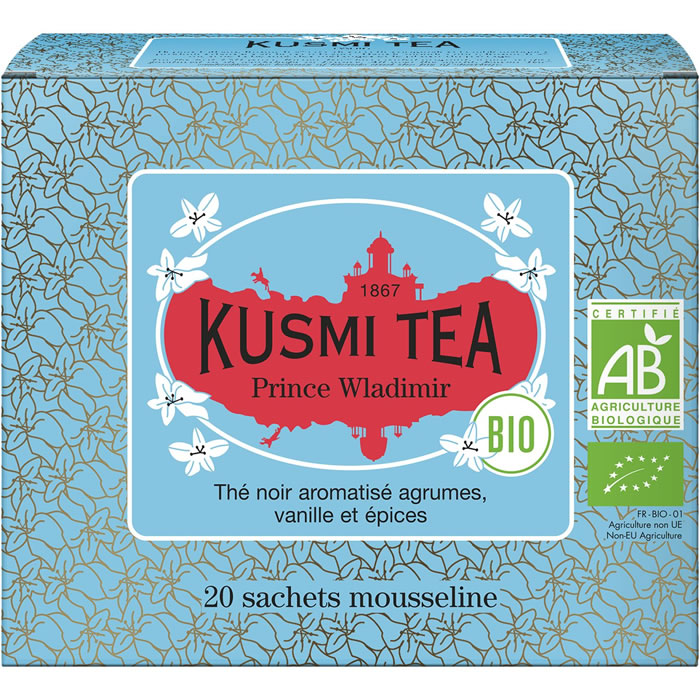 KUSMI TEA Prince Wladimir – Thé noir agrumes, vanille, épices bio (40g)