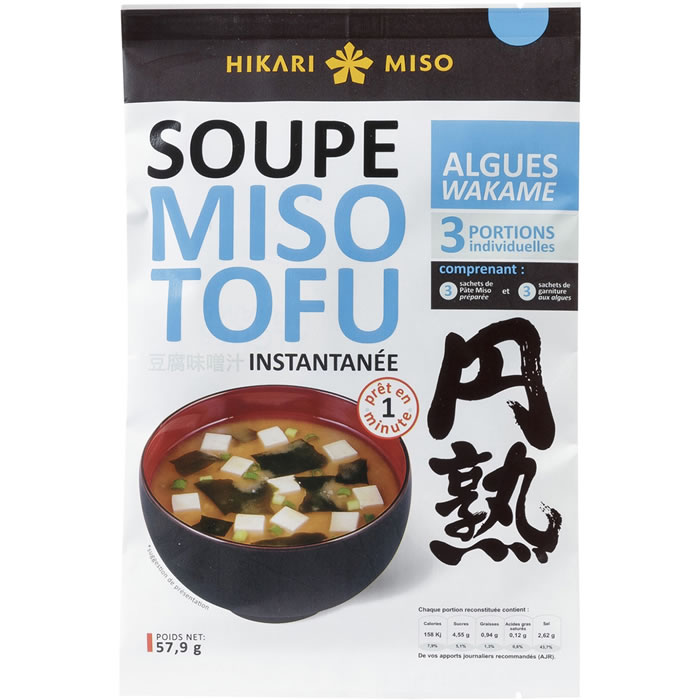 HIKARI MISO – Soupe miso instantanée au tofu et algues wakame 57,9 g