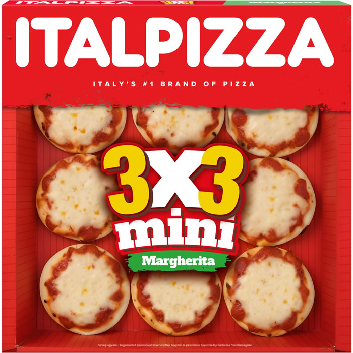 ITALPIZZA – Mini pizzas margherita tomate et mozzarella (9 x 32,5g)