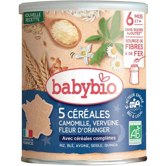BABYBIO – Céréales verveine, fleur d’oranger, camomille dès 6 mois bio 220 g
