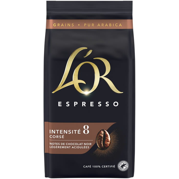 L’OR – Café en grain espresso corsé N°8 Moyen Format 500g