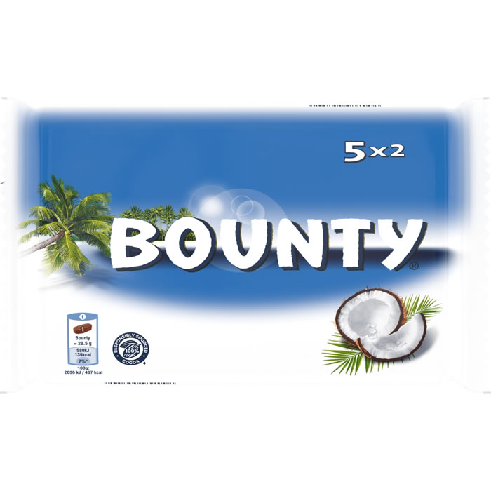 BOUNTY Barres chocolatées à la noix de coco 10x45g