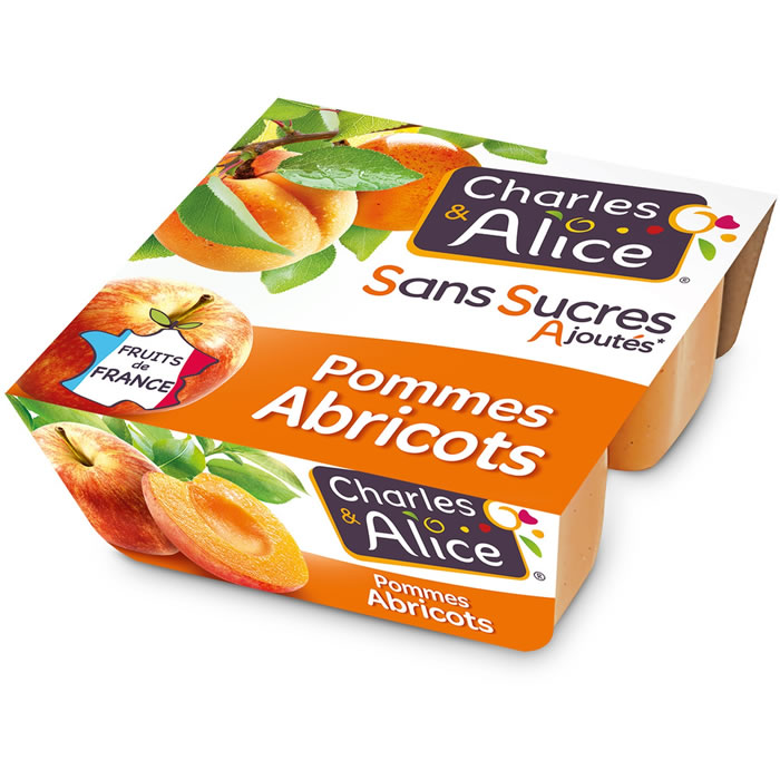 CHARLES & ALICE – Dessert pomme et abricot sans sucres ajoutés 4 x 100g