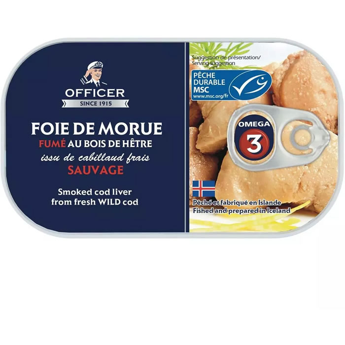 OFFICER – Foie de morue fumé au bois de hêtre MSC 120g