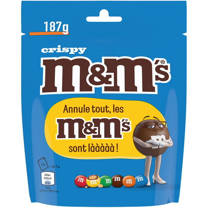 M&M’S Crispy – Bonbons chocolat au lait et riz soufflé 187g