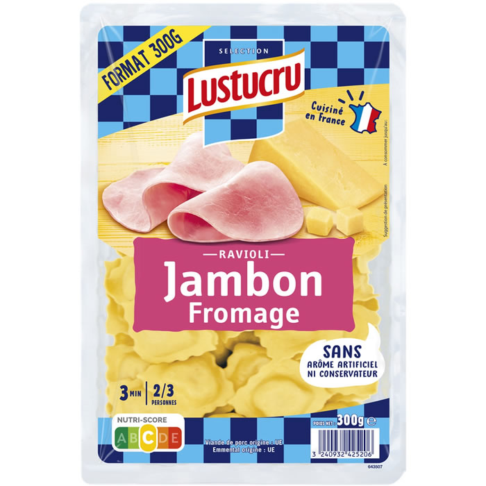 LUSTUCRU – Ravioli au jambon et emmental 300g
