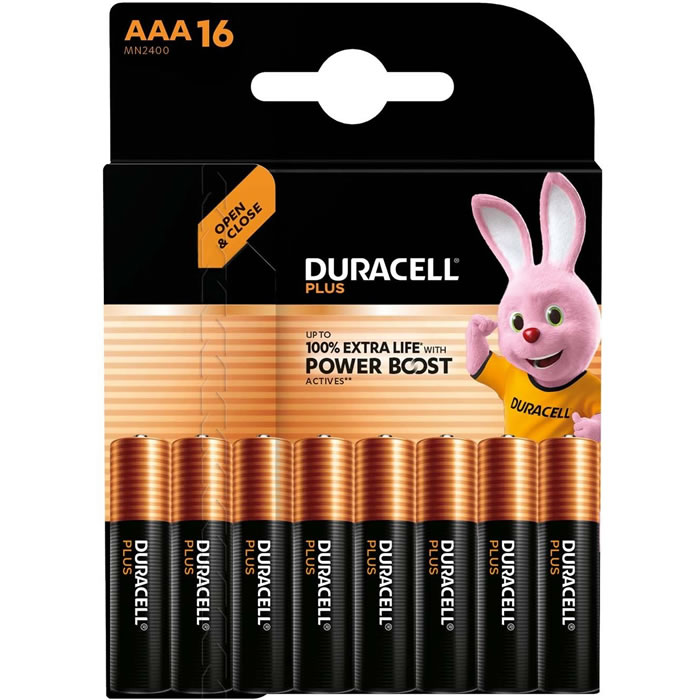 DURACELL Plus Piles alcalines LR03 – type AAA (x16)