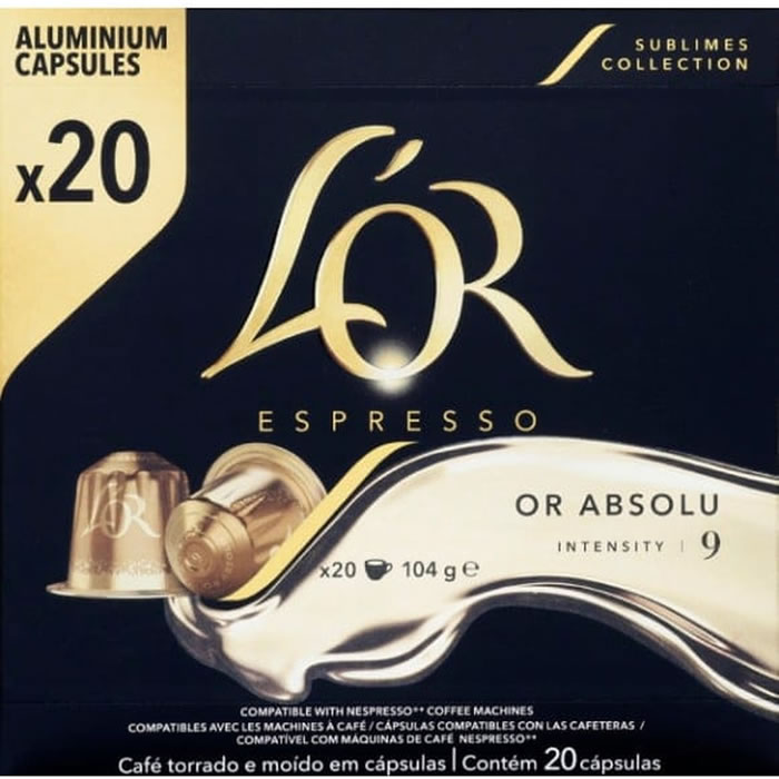 L’OR Espresso – Capsules de café or absolu N°9 (20 capsules)