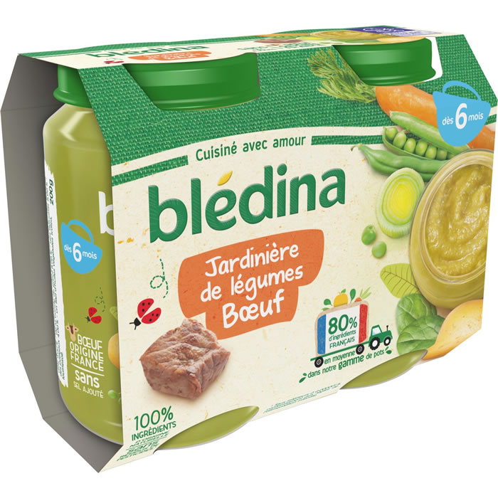 BLEDINA – Jardinières de légumes et bœuf dès 6 mois 2 x 200 g
