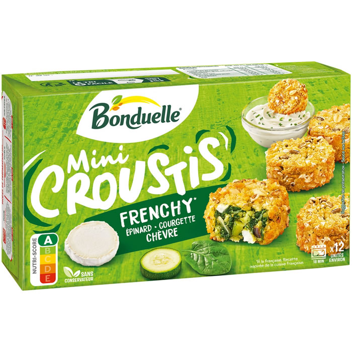 BONDUELLE Mini Croustis – Bouchées panées à l’épinard, courgette et chèvre 240g