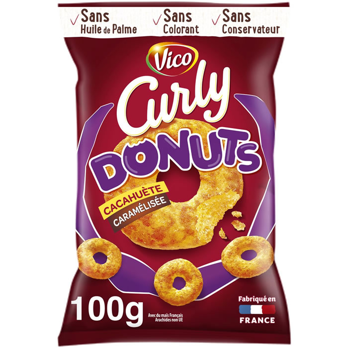 VICO Curly Soufflés à la cacahuète caramélisées donuts 100g