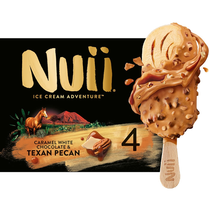 NUII – Bâtonnets glacés au caramel, chocolat blanc et noix de pécan 4x66g