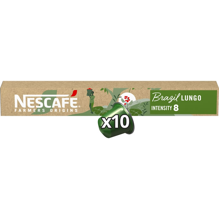 NESCAFE Farmers Origins – Capsules de café allongé du Brésil N°8 (10 capsules)