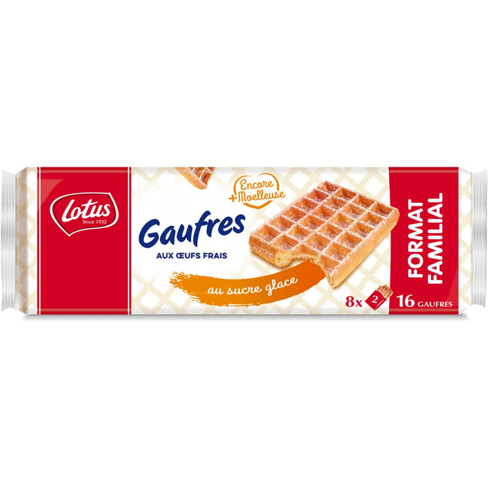 LOTUS – Gaufre aux œufs frais nappée de sucre glace 371g