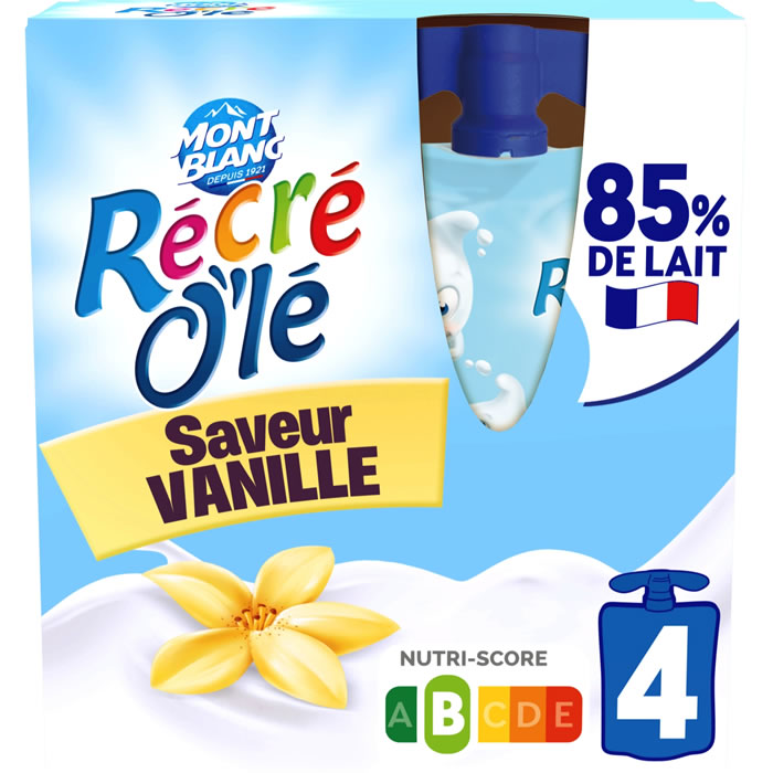 MONT BLANC Récré O’lé – Goûters laitiers à la vanille 4 x 85 g