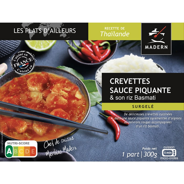 MADERN – Riz basmati et crevettes sauce piquante micro-ondes 300g