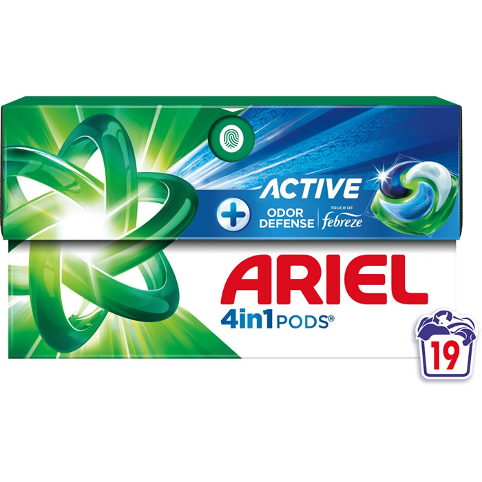 ARIEL 4en1 Pods Lessive capsules active touche de Febreze 19 capsules