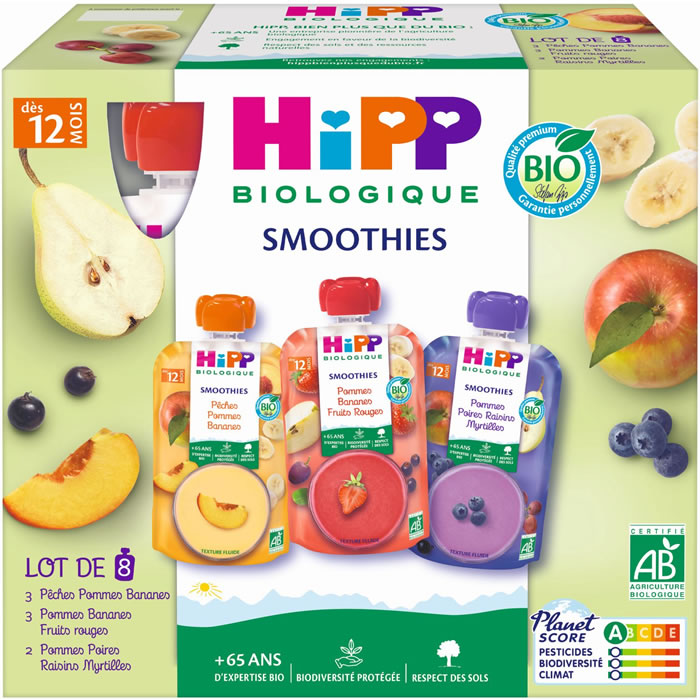 HIPP – Desserts de jus de fruits bio dès 12 mois 8x120ml