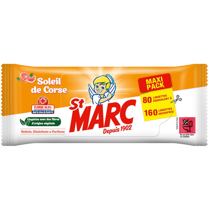 ST MARC Lingettes nettoyantes désinfectantes Soleil de Corse x80