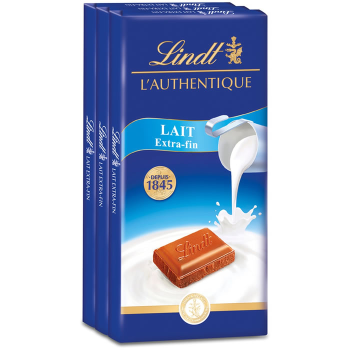LINDT L’Authentique – Tablette de chocolat au lait 3x100g
