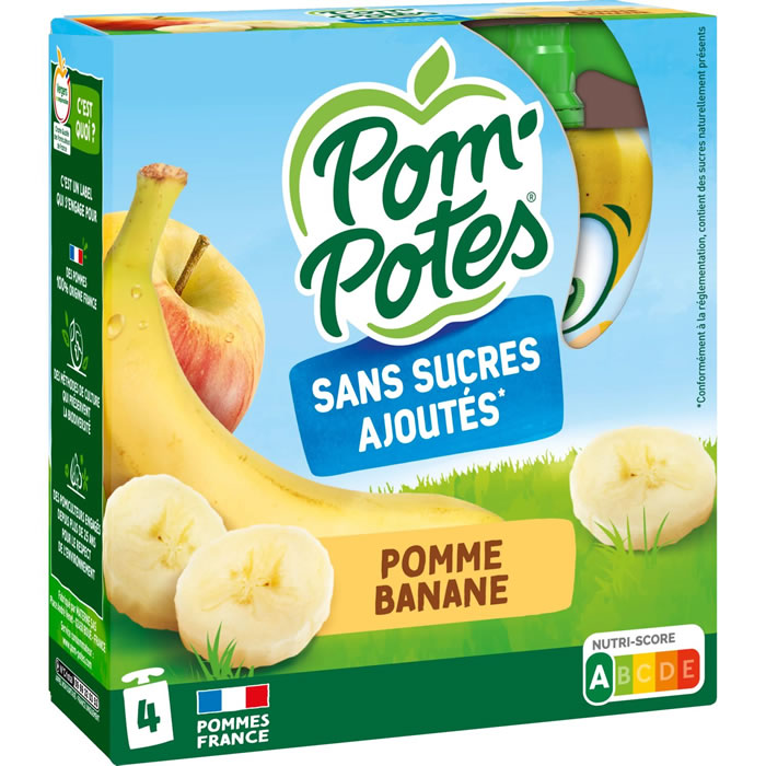 POM’POTES – Dessert à la pomme et à la banane sans sucres ajoutés 4 x 90 g